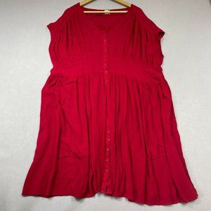 Asos Maternity Gauze Midi Shirt Dress Size 18 Red Button Draped Dolman Viscose